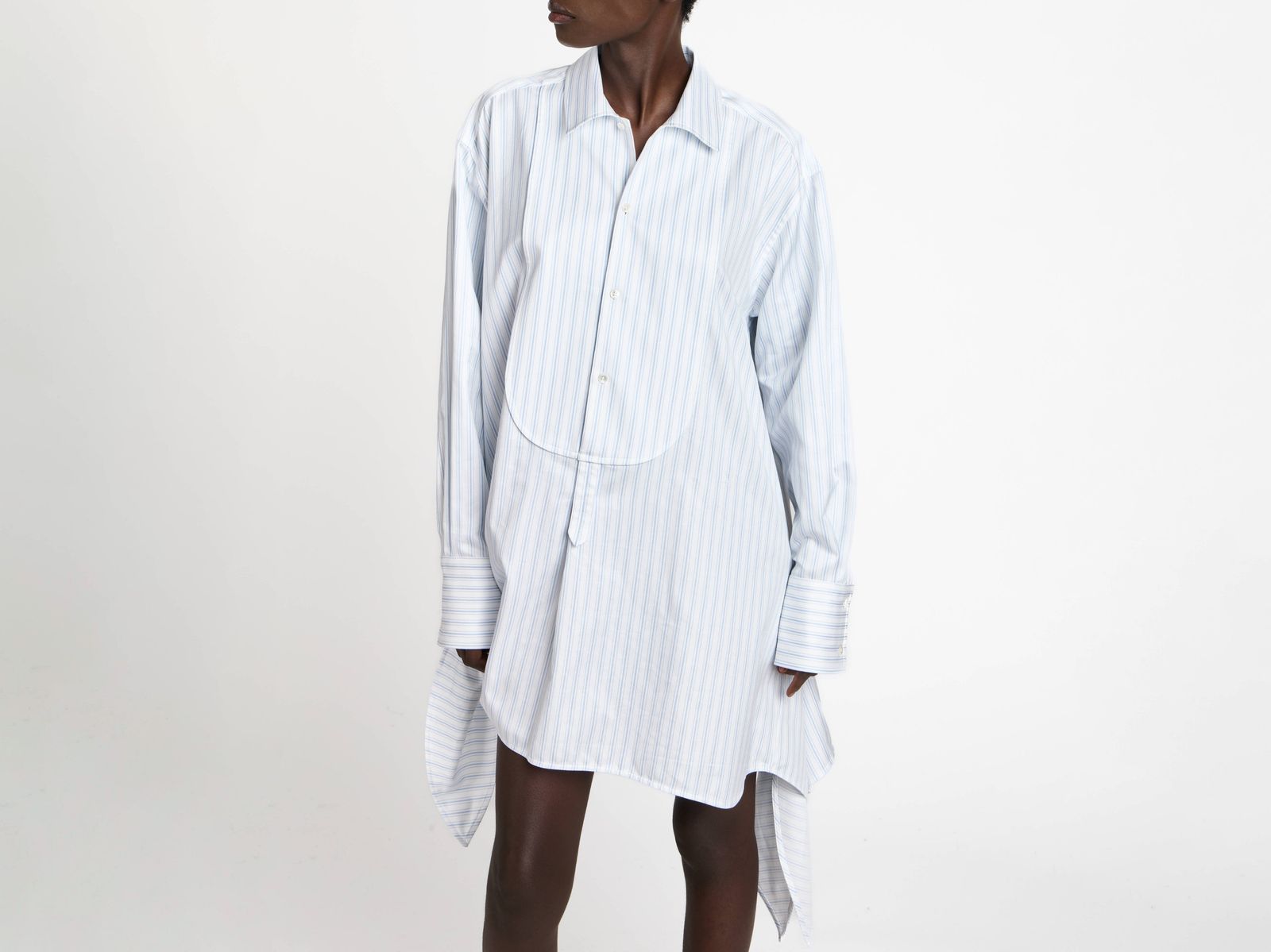 CL_SIDE KNOT SHIRT DRESS - WHITE/BLUE_DR0500PG1892