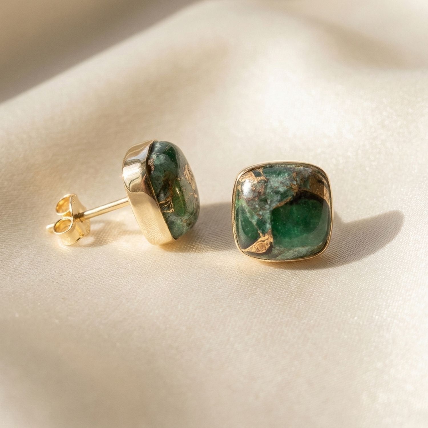 Emerald May Birthstone Gold Plated Stud Earrings