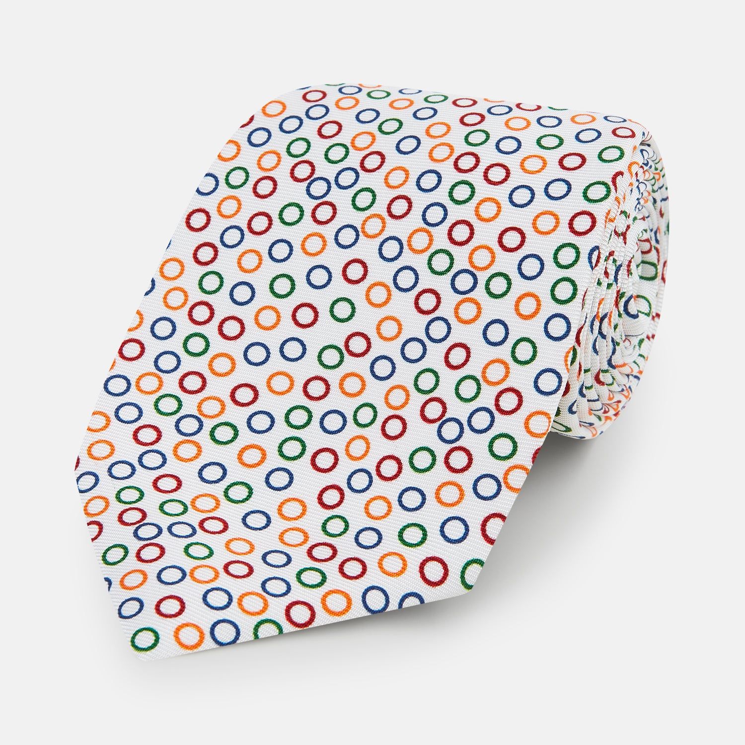 Confetti Circle White Silk Tie