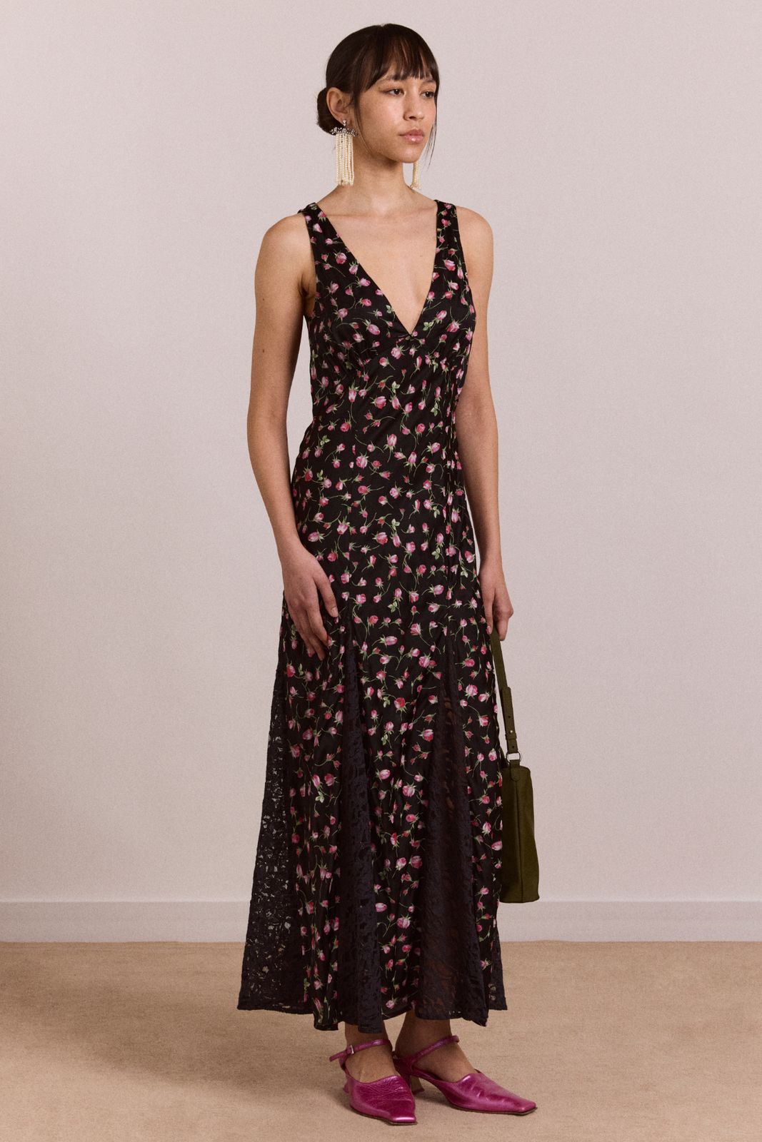 Genevieve Midi Dress - Rose Print