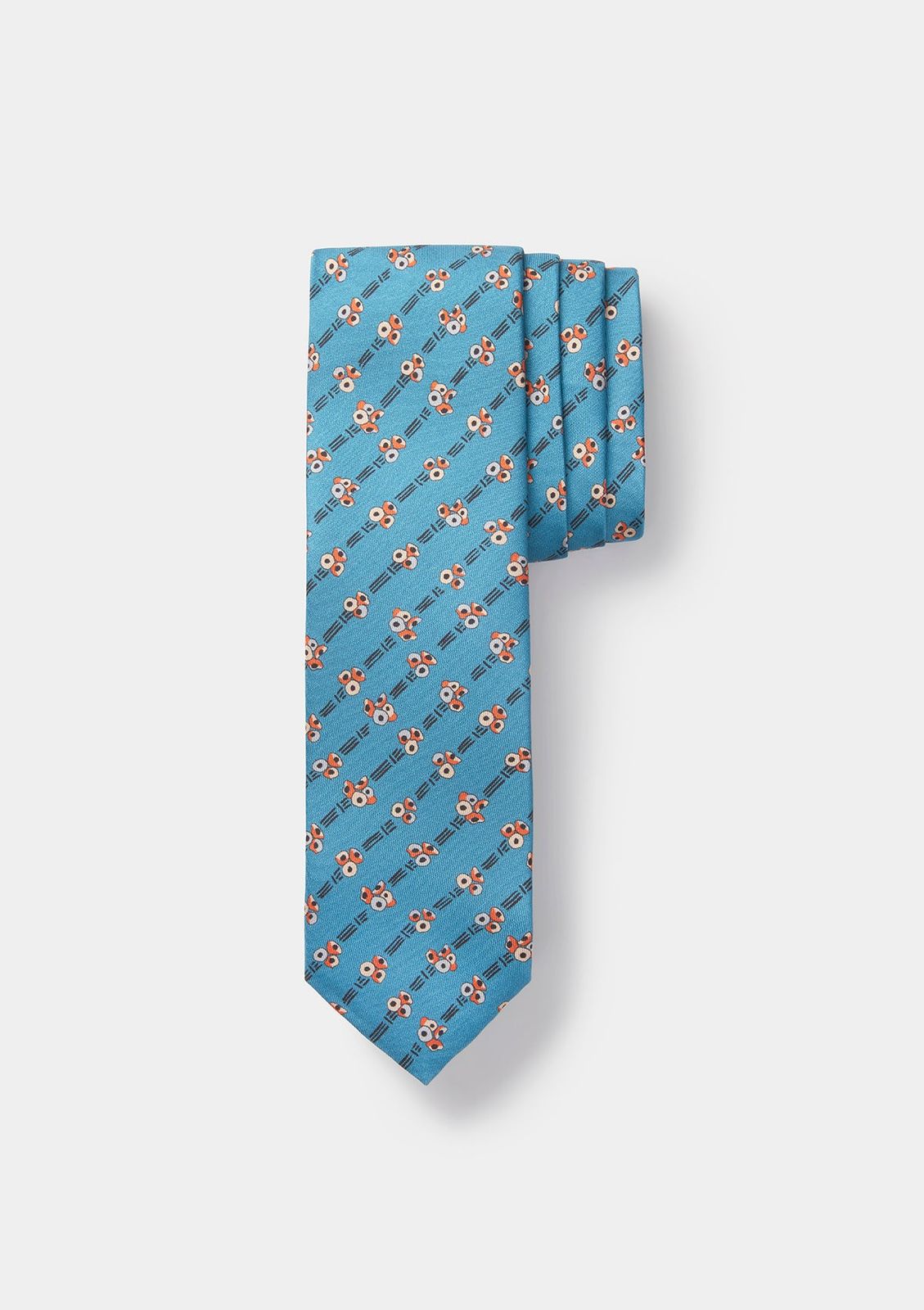 Slate Blue Spring Print Silk Tie