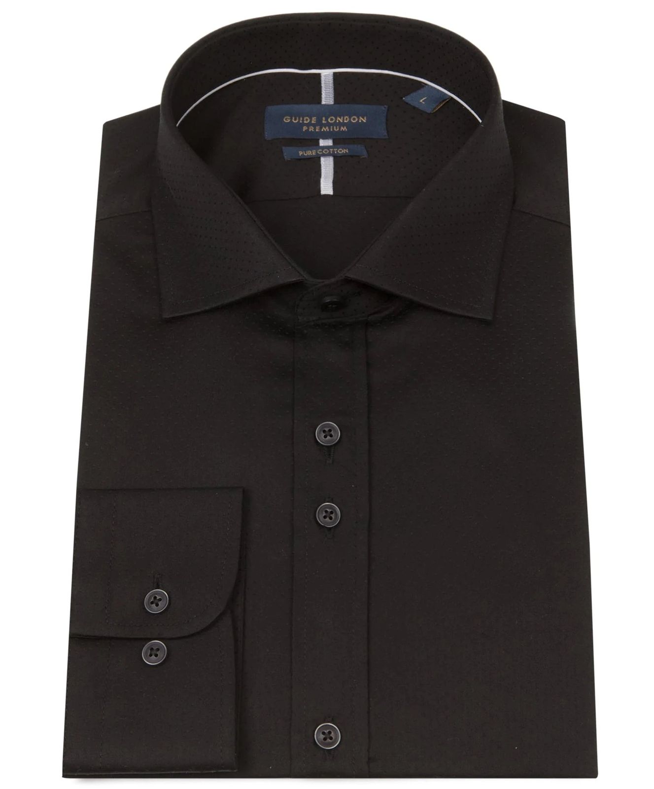 Long Sleeve Stitch Detail Classic Black Shirt