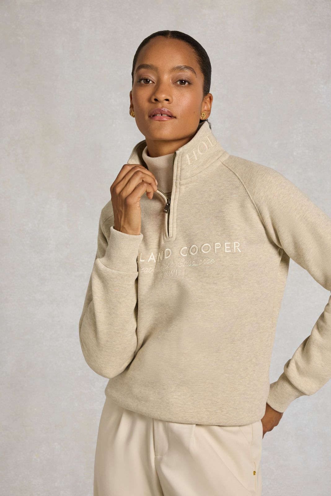 Sporting Goods Zip Henley (Oatmeal Marl)