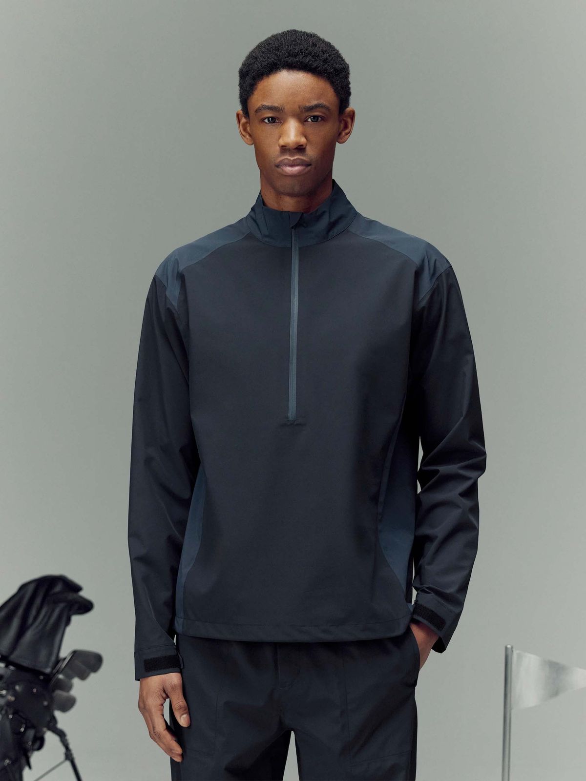 Waterproof Golf Colour Block Half Zip in Navy