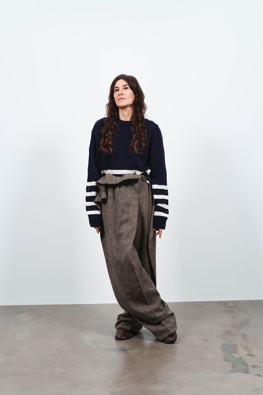 CL_FOLD OVER TROUSERS - BLACK/BEIGE_TR0429PG1879