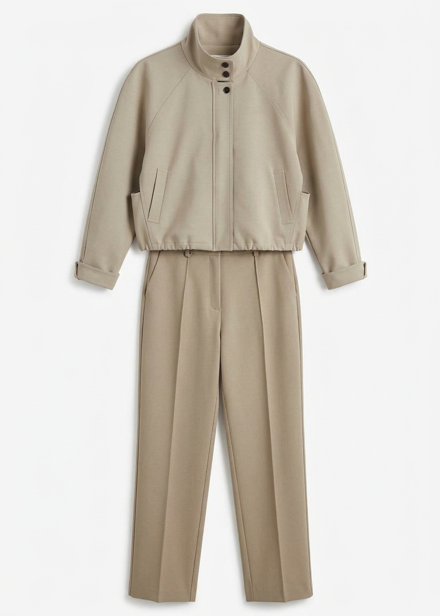 Ancona Curved Blouson - Beige