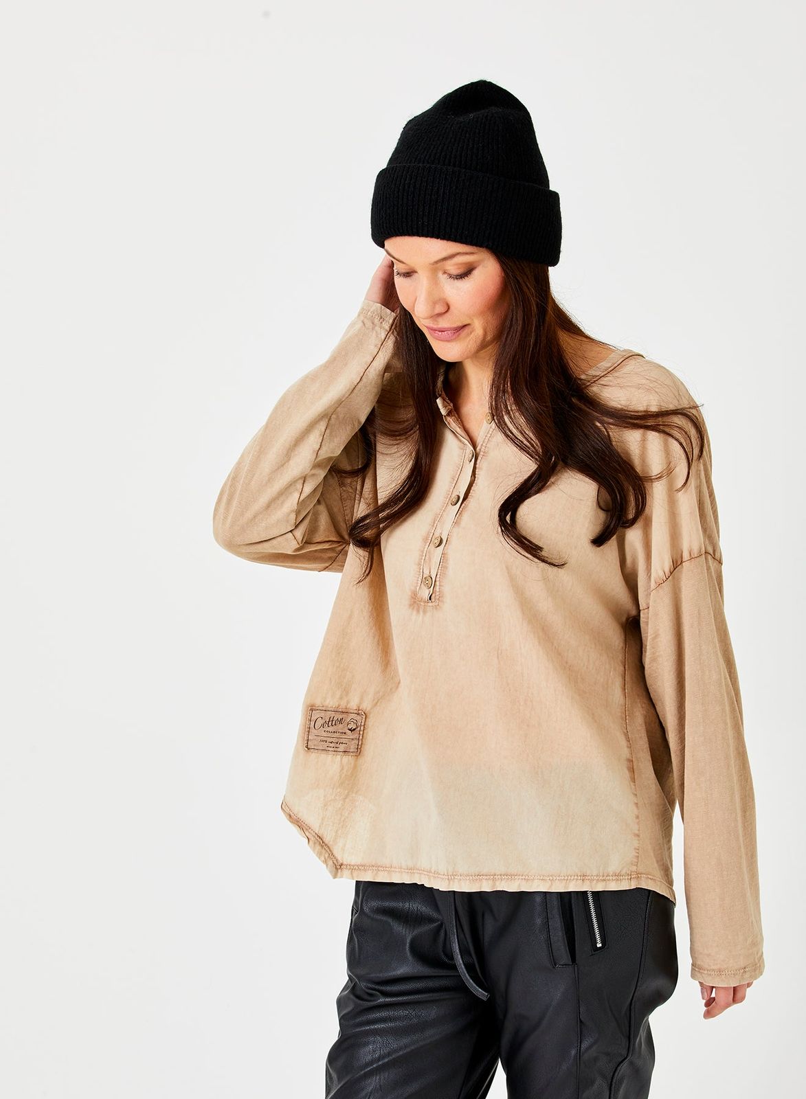 Yosef Cotton Angled Hem Top