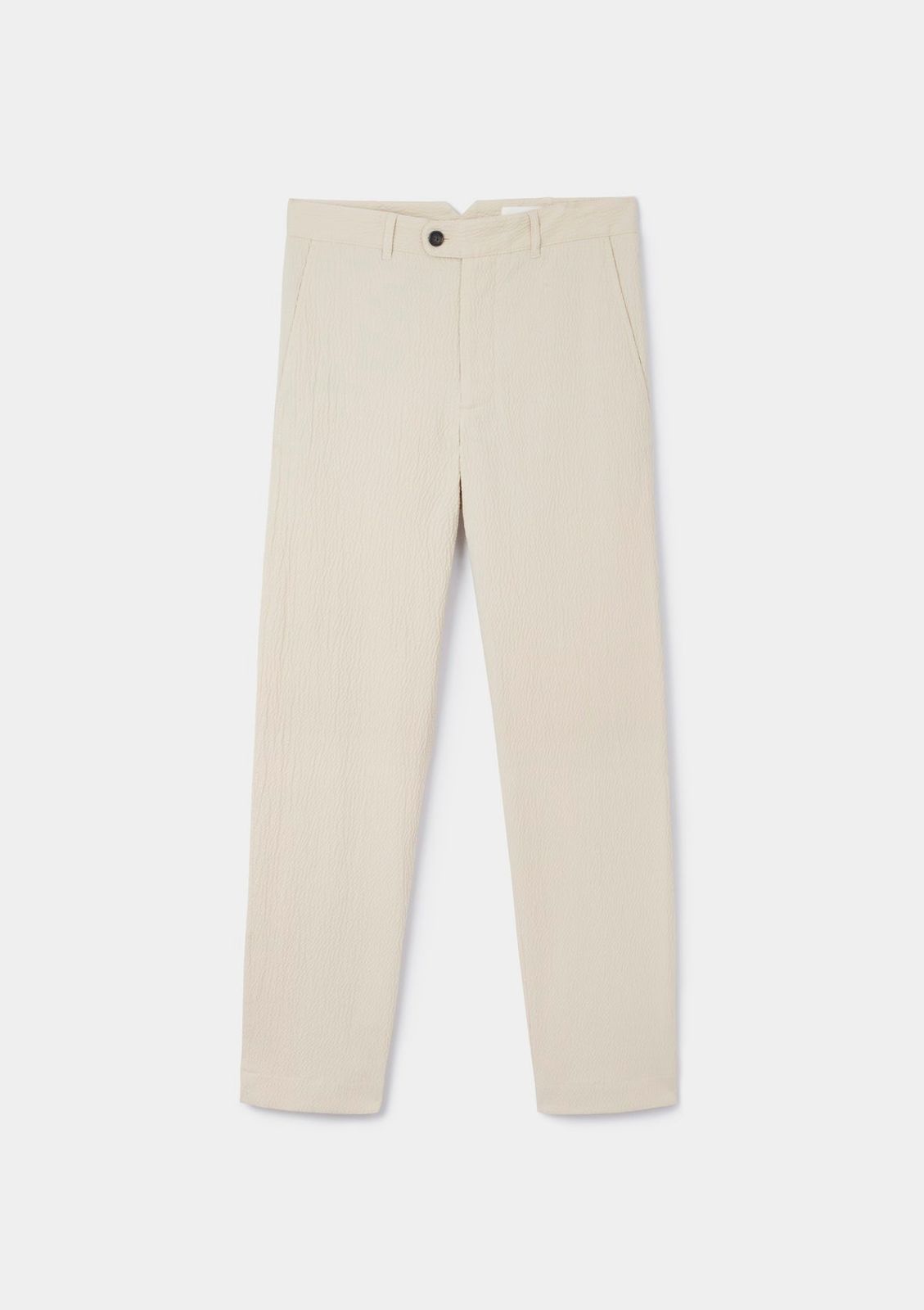 Ecru Seersucker Casual Trousers