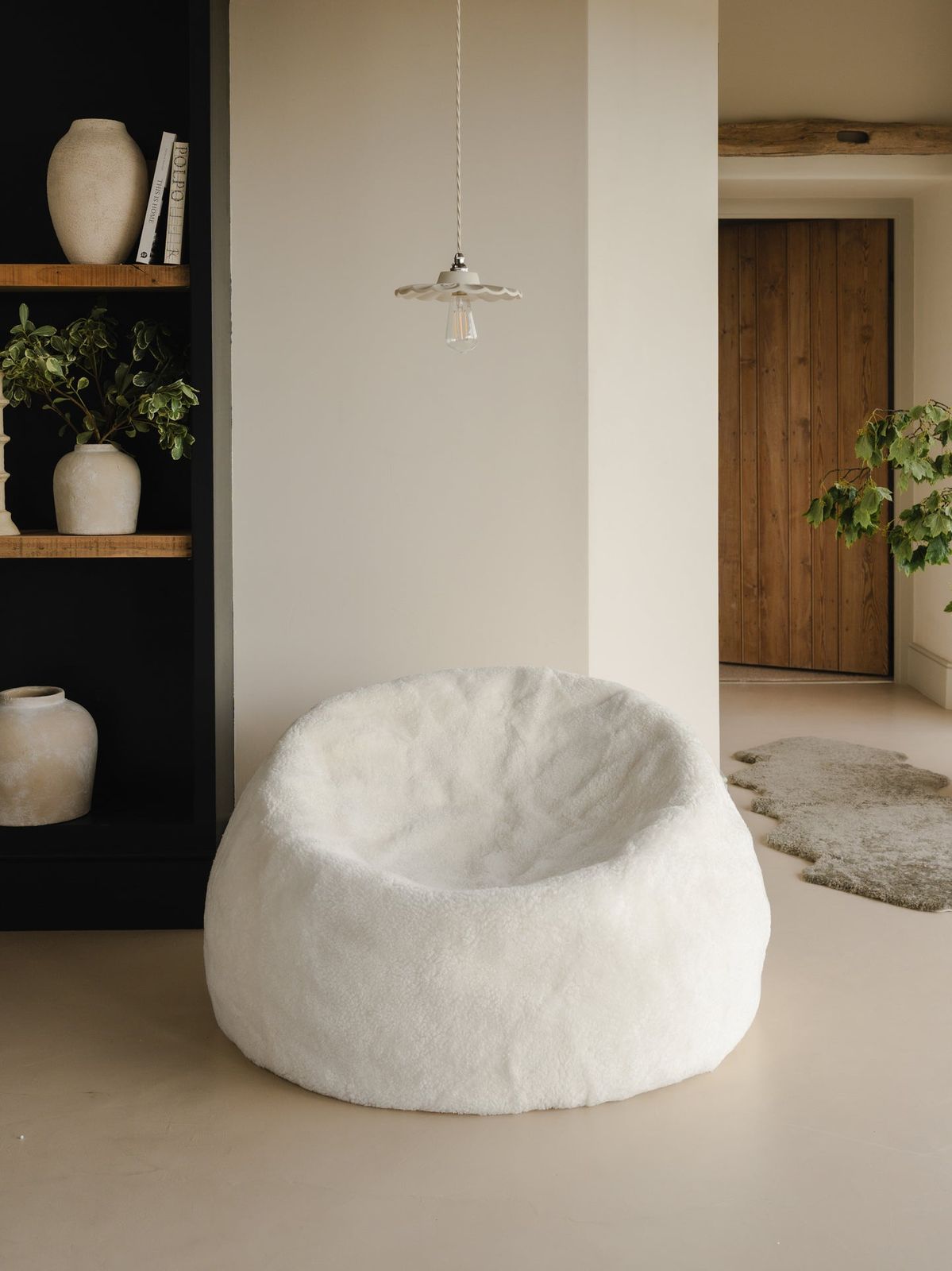 Giant Shearling Beanbag - Ivory