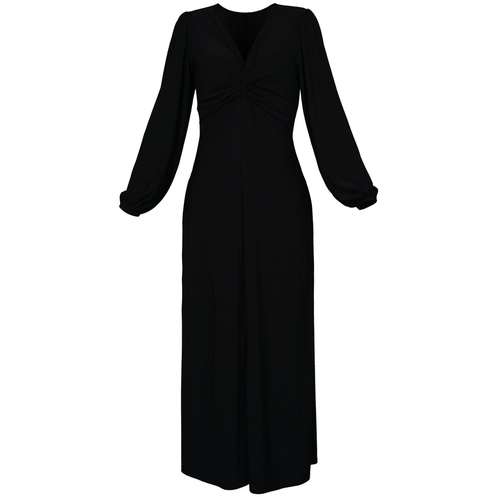 Black Twisted Front Dress | Wanda V Neck Soft Jersey Dress