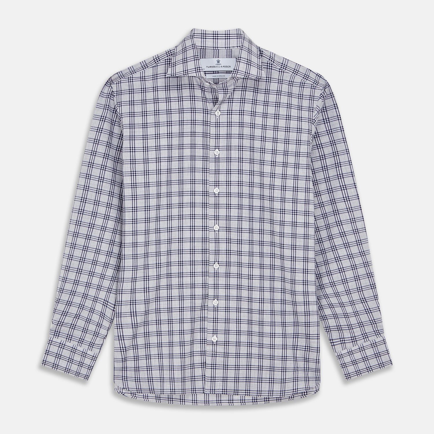 Grey Multi Check Cotton Tailored Fit Shelton Shirt