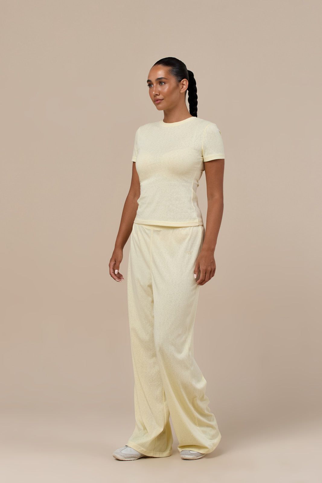 CASEY STRAIGHT LEG SLUB TROUSERS | BUTTER LEMON