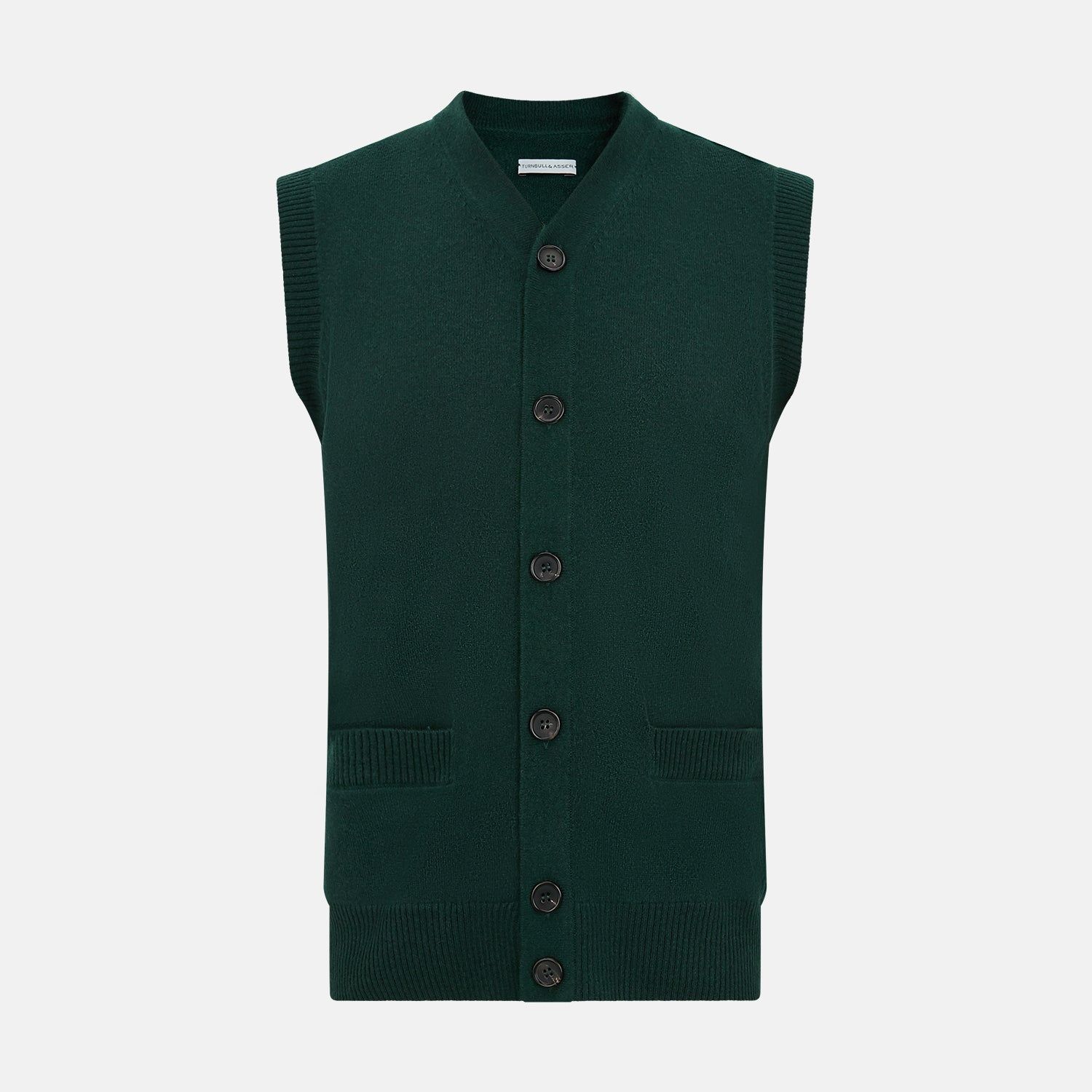 Forest Green Cashmere Sleeveless Cardigan