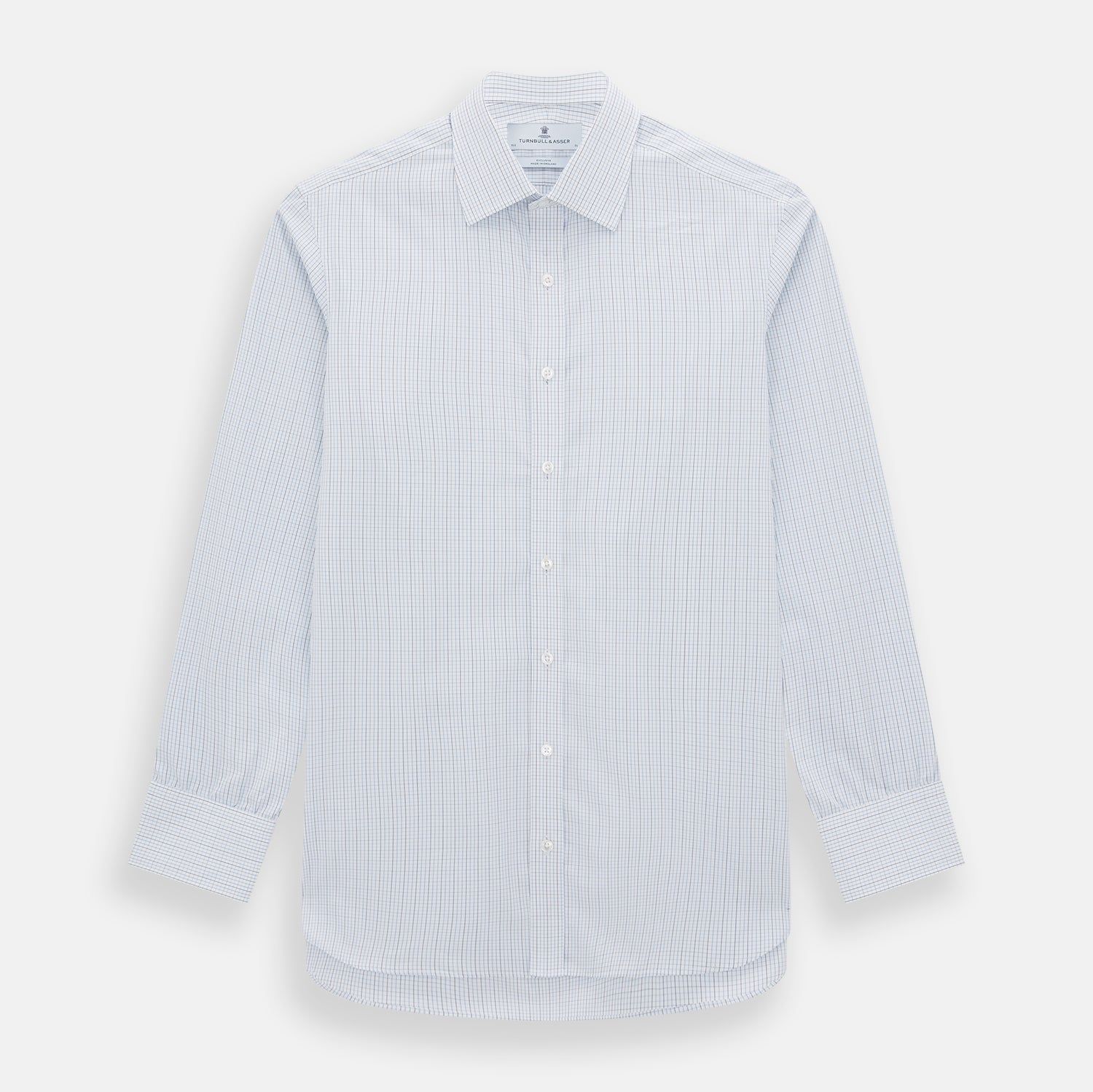 Pale Blue and Navy Grid Check Mayfair Shirt