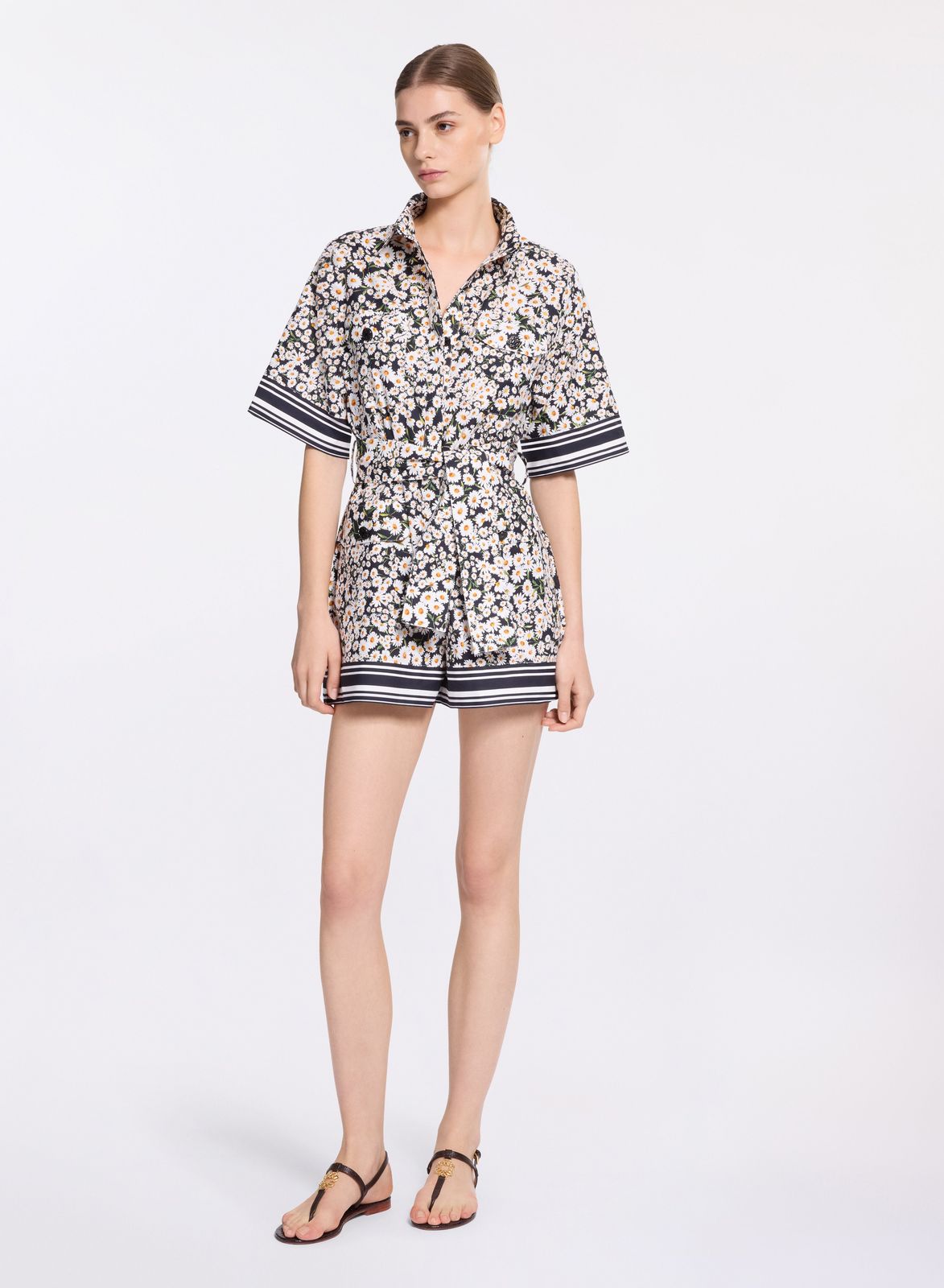 Printed Cotton Short Jumpsuit