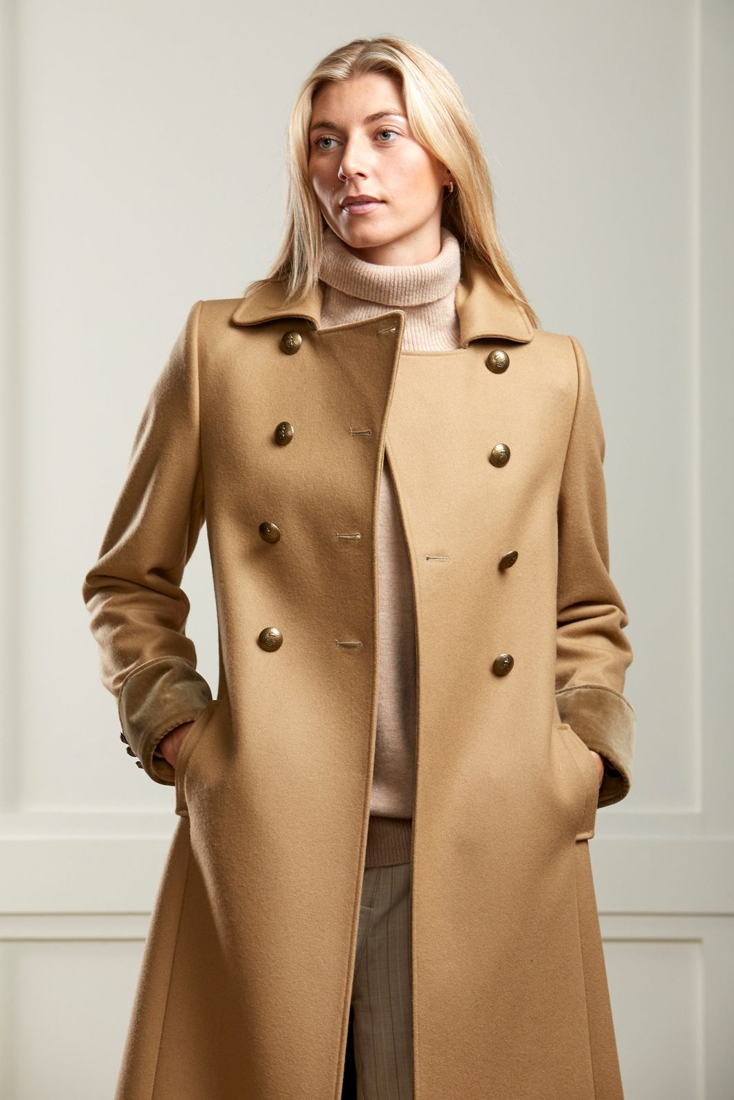 Trench Coat – Long Camel Coat - Velvet Cuff - Limited Edition