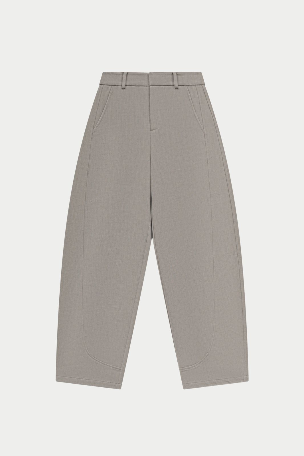 PANELLED BARREL LEG TROUSERS - GREY