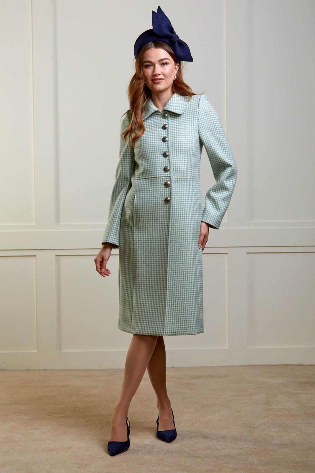 Brompton Pale Blue Check Wool Coat - 30% OFF