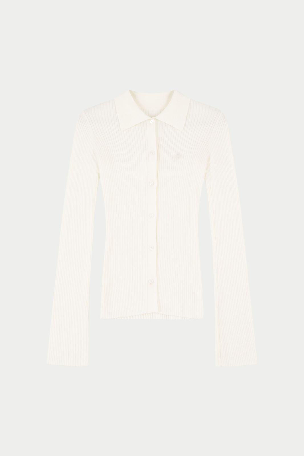 RIBBED KNITTED LONG SLEEVE TOP - CREAM