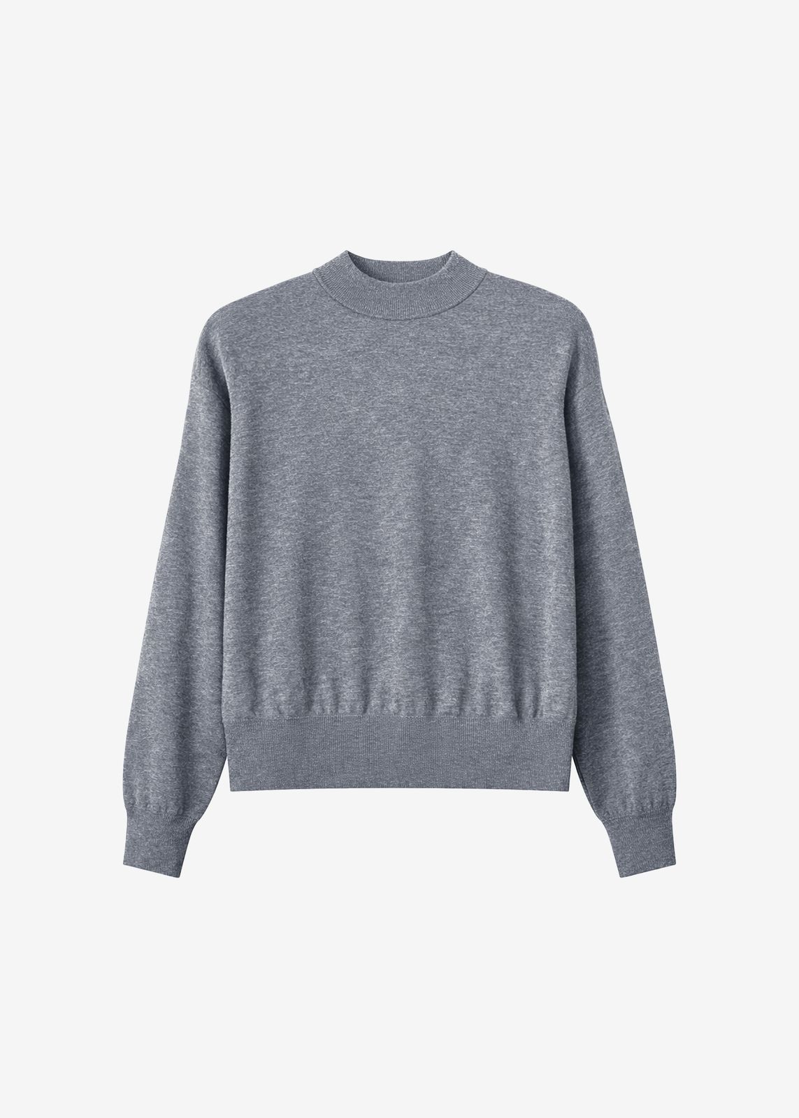 Rue Padded High Neck Sweater - Grey Melange