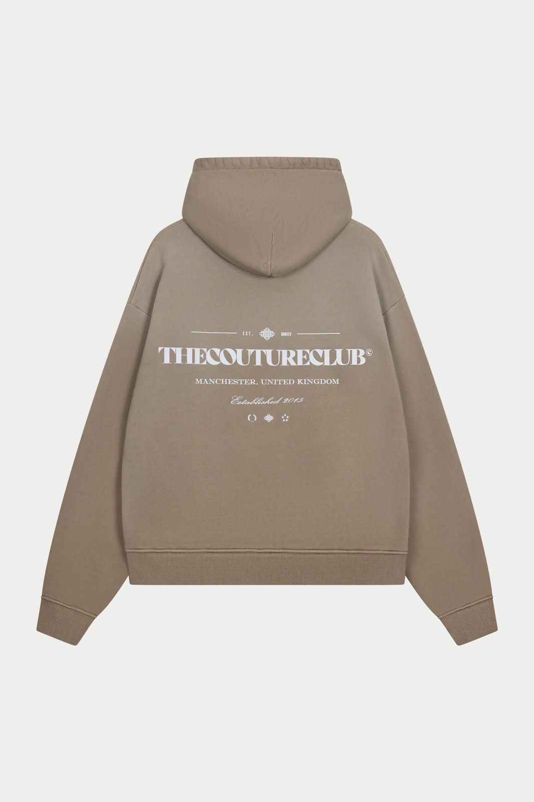 SPRAY WASH COPYRIGHT MULTI GRAPHIC HOODIE - BEIGE