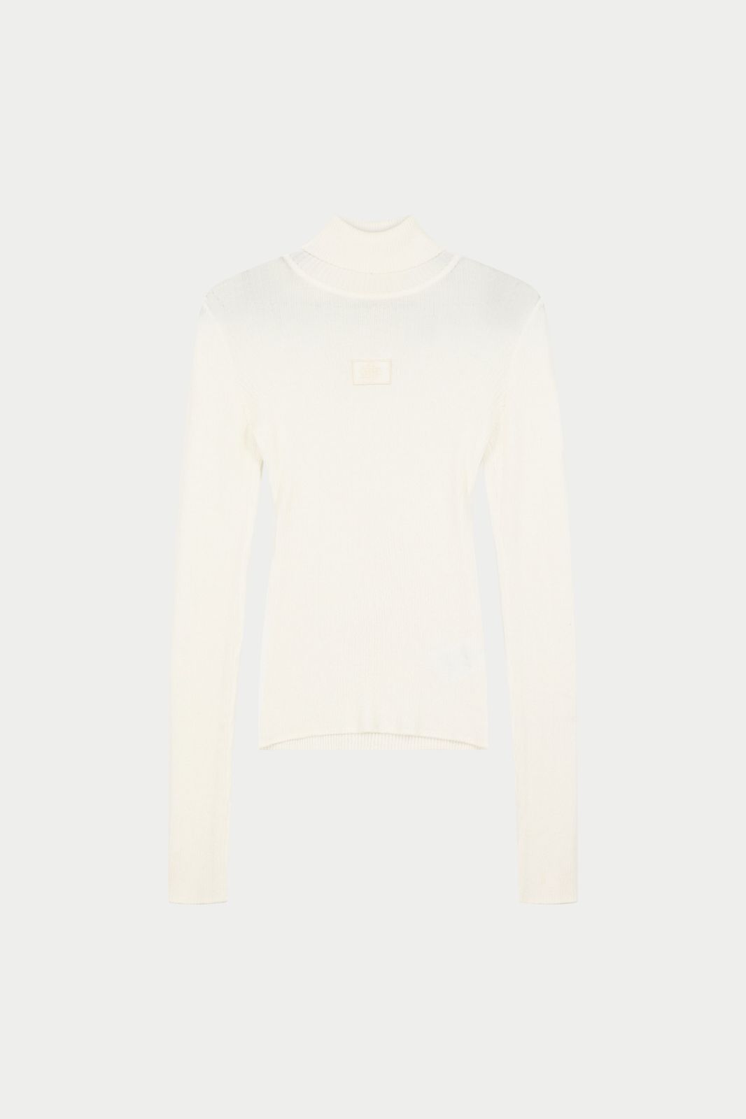 RIBBED ROLL NECK TOP - BONE