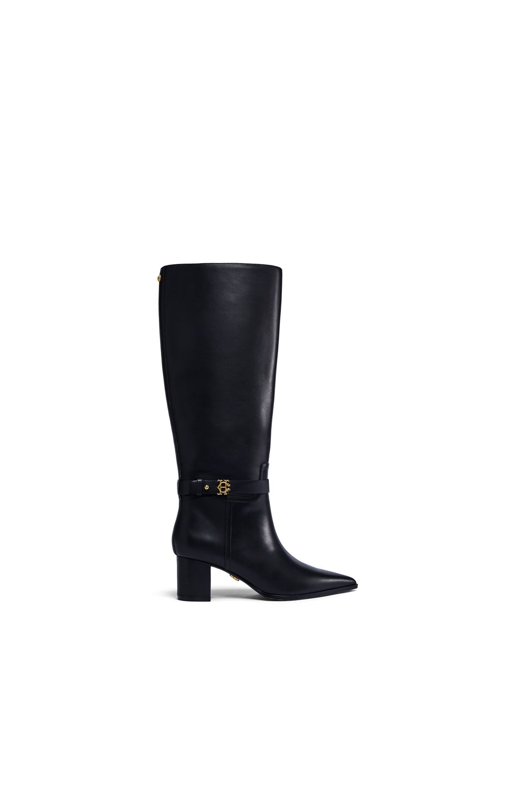 Marlborough Mid Heel Knee Boot (Black Leather)