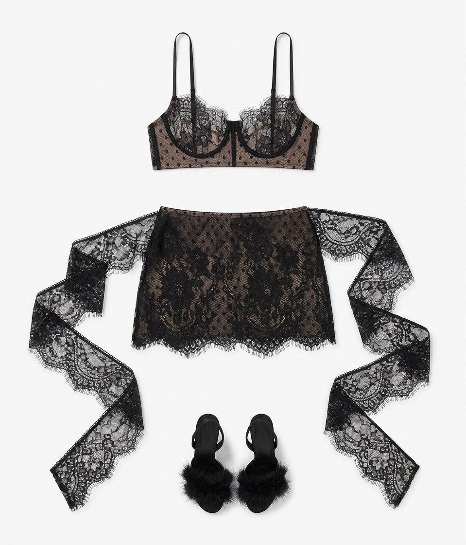Catia Bralette And Skirt In Black