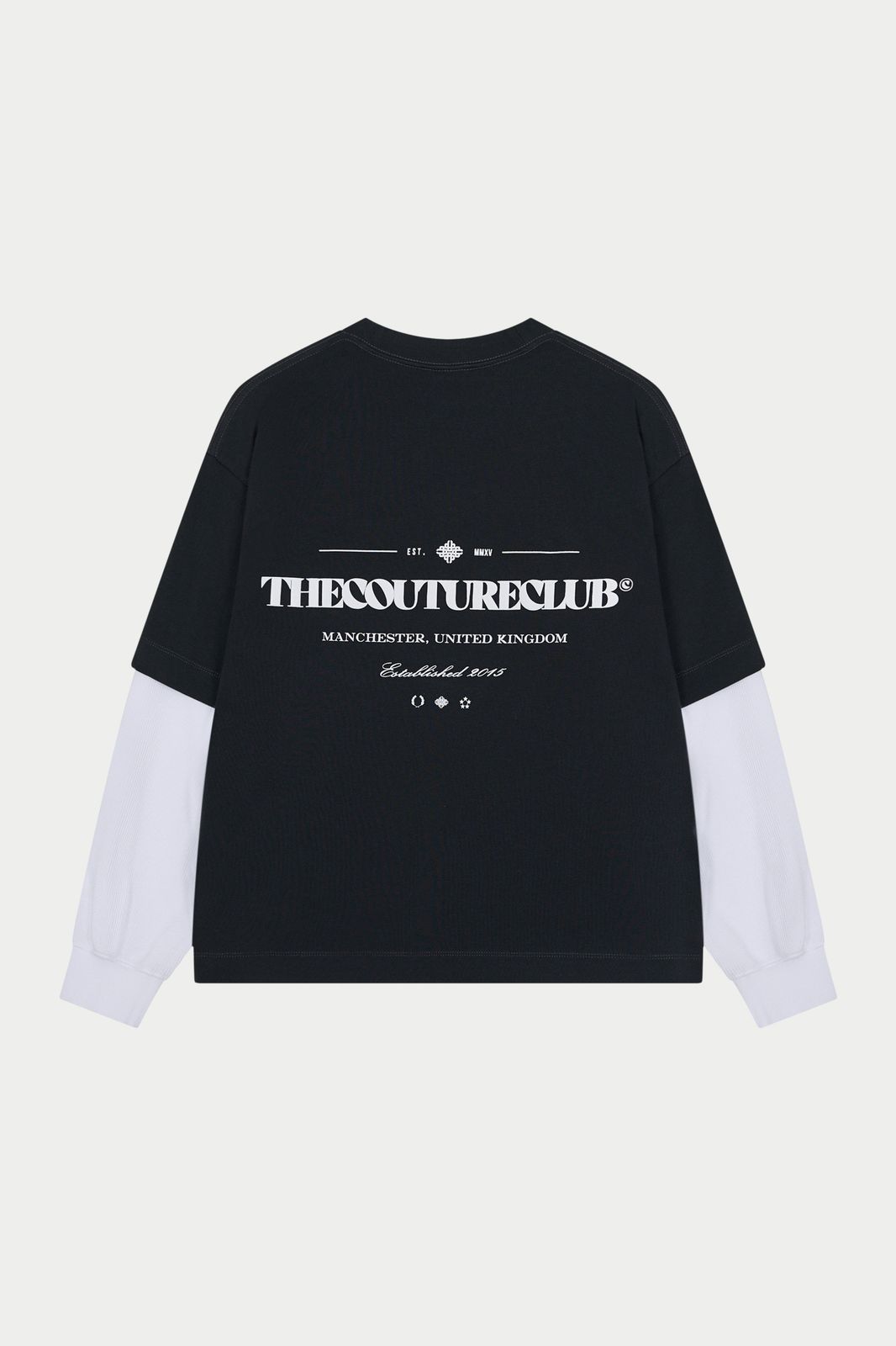 WAFFLE DOUBLE LAYER GRAPHIC T-SHIRT - BLACK