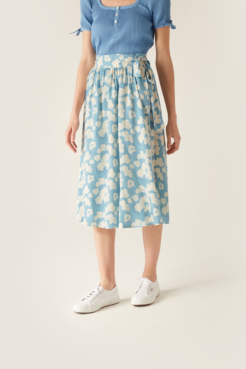 Corrine Floral | 100% FSC Viscose Wrap Skirt | Blue