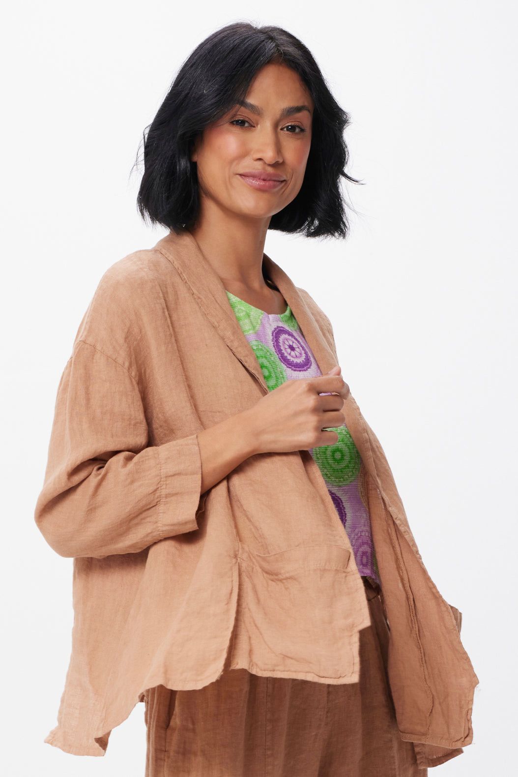Slater Linen Open Jacket With Front Pockets