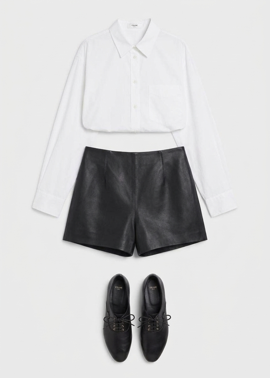 Dreux Faux Leather Hot Pants - Black
