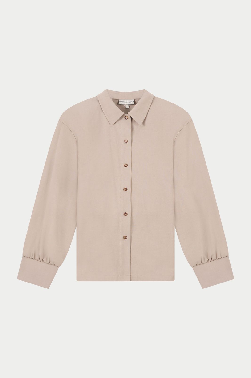 TAILORED SHOULDER PADDED SHIRT - BEIGE