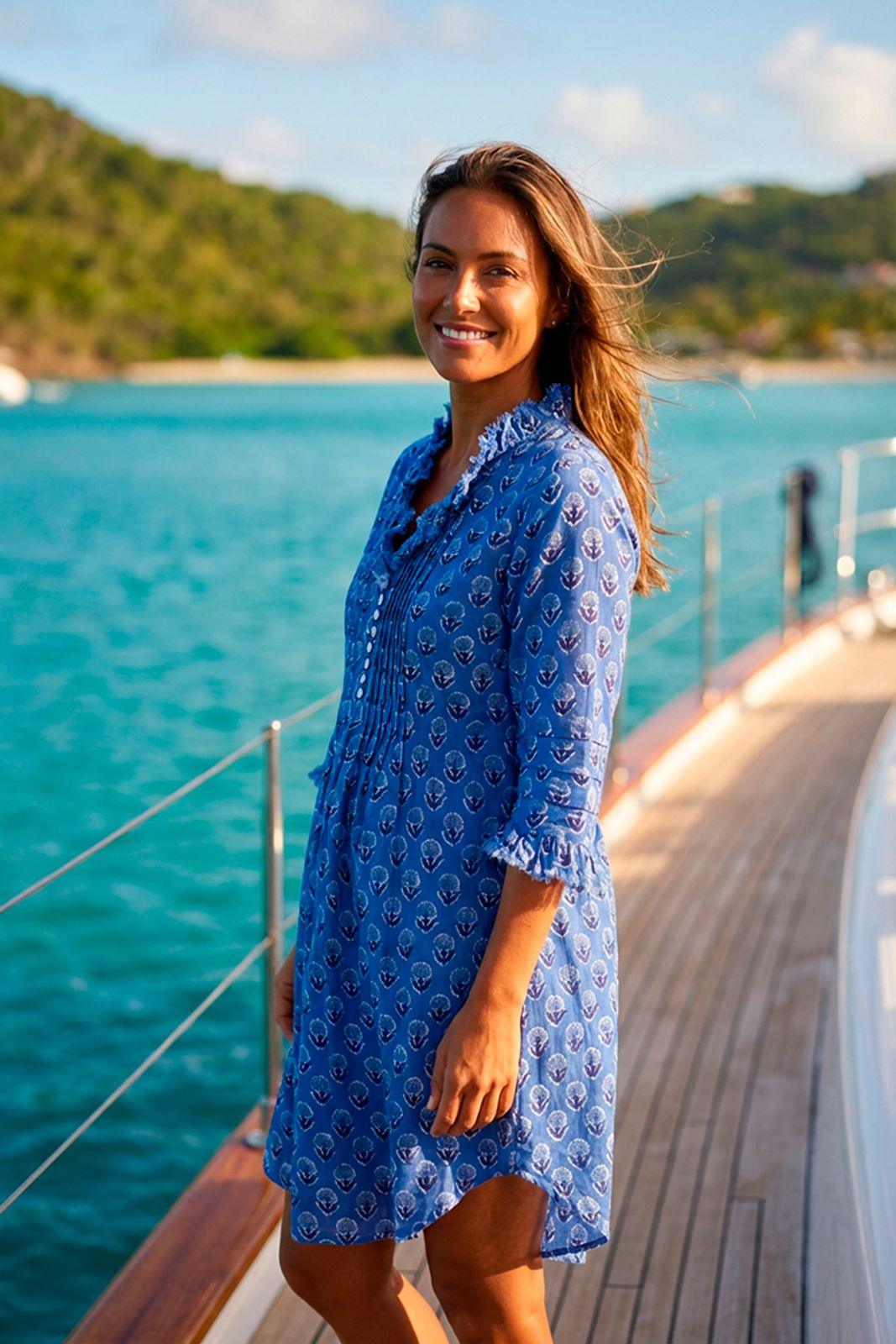 Annabel Cotton Tunic in Provencal Blue