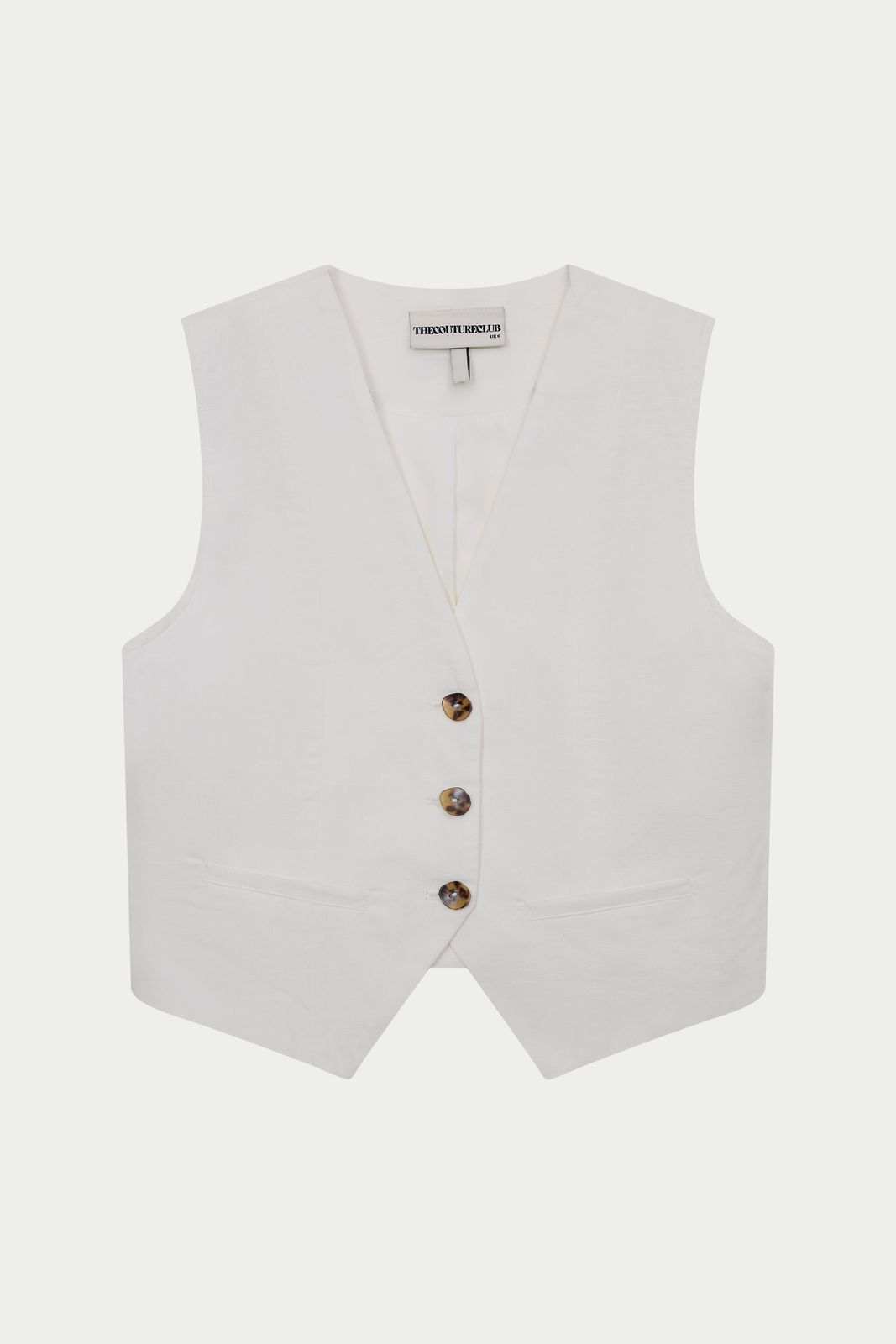 LINEN BLEND WAISTCOAT - WHITE