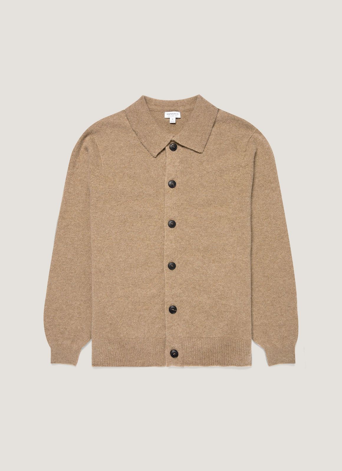 Men's Lambswool Cardigan in Sandstone