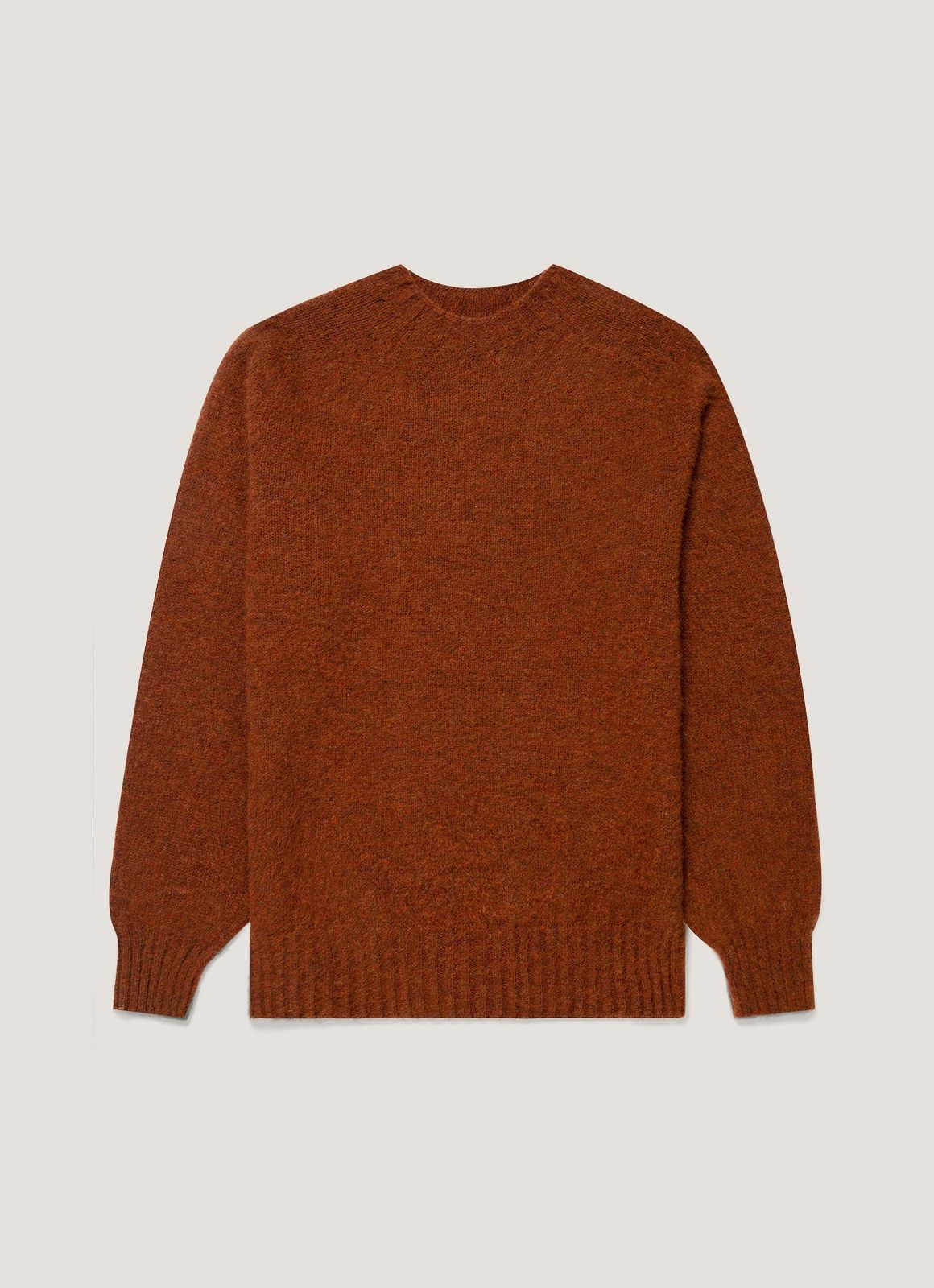 Men's Shetland Crew Neck Jumper in Dark Tobacco