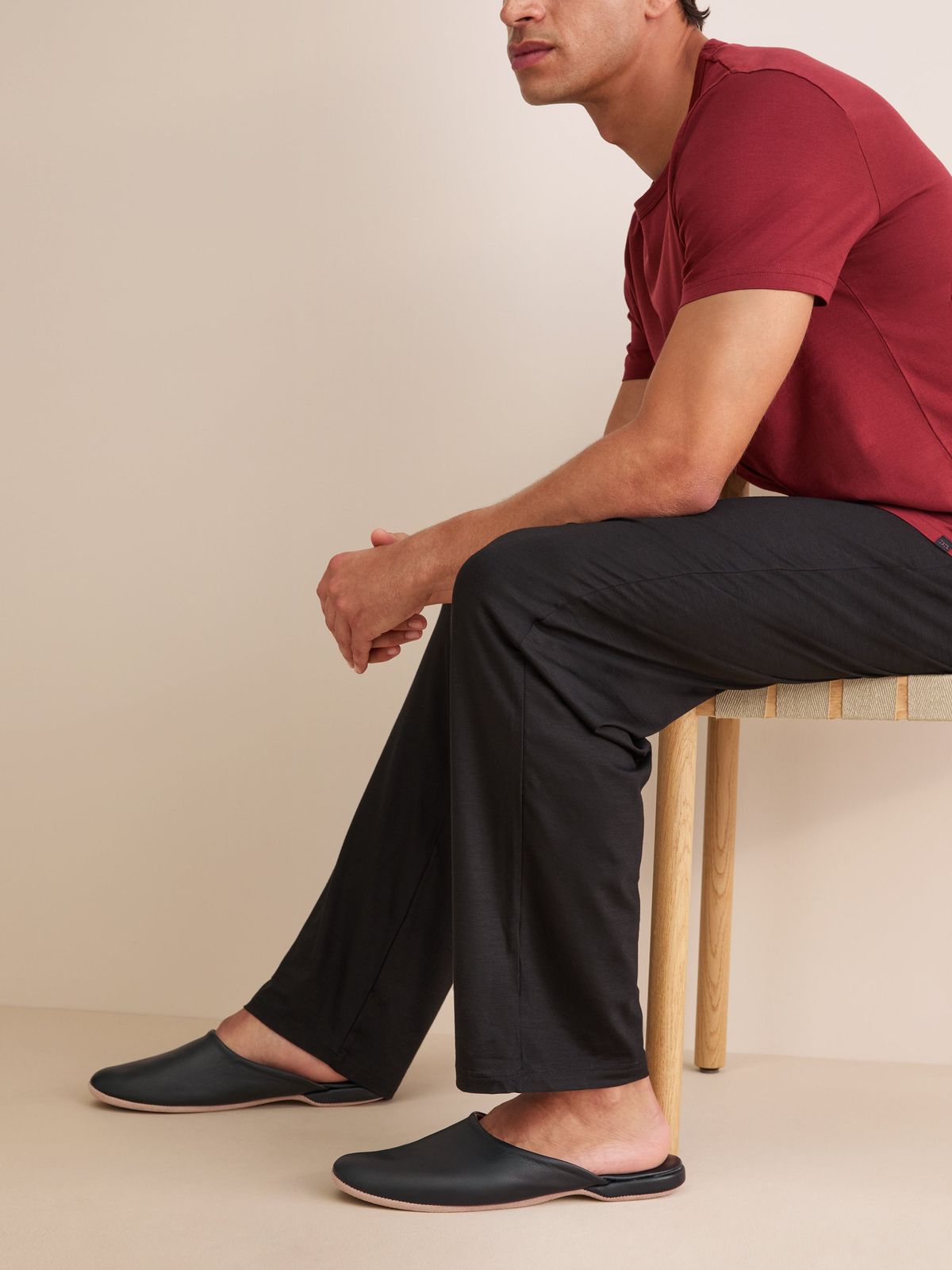 Morgan Calfskin Leather Mule Slippers Black