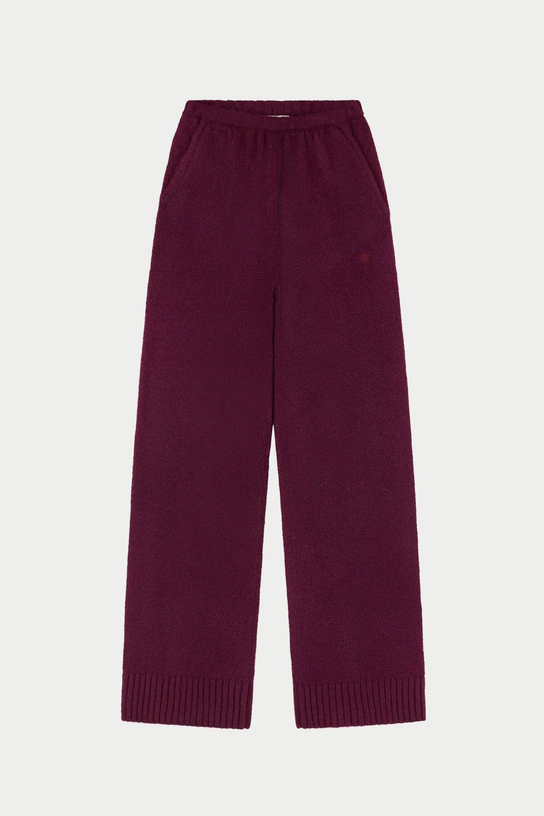 EMBLEM EMBROIDERED KNIT JOGGERS - PLUM