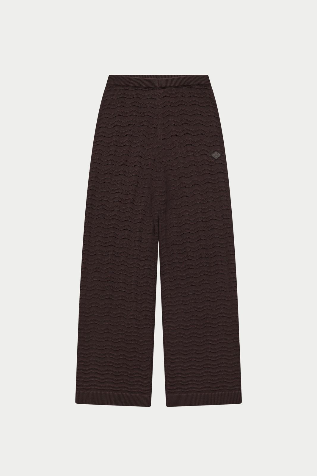 CROCHET KNIT TROUSERS - BROWN