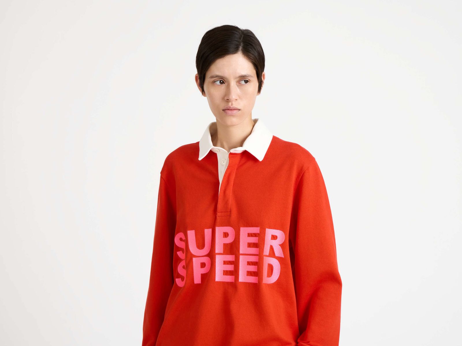 WOMENS 'SUPER SPEED' RUGBY POLO TOP IN BRIGHT RED