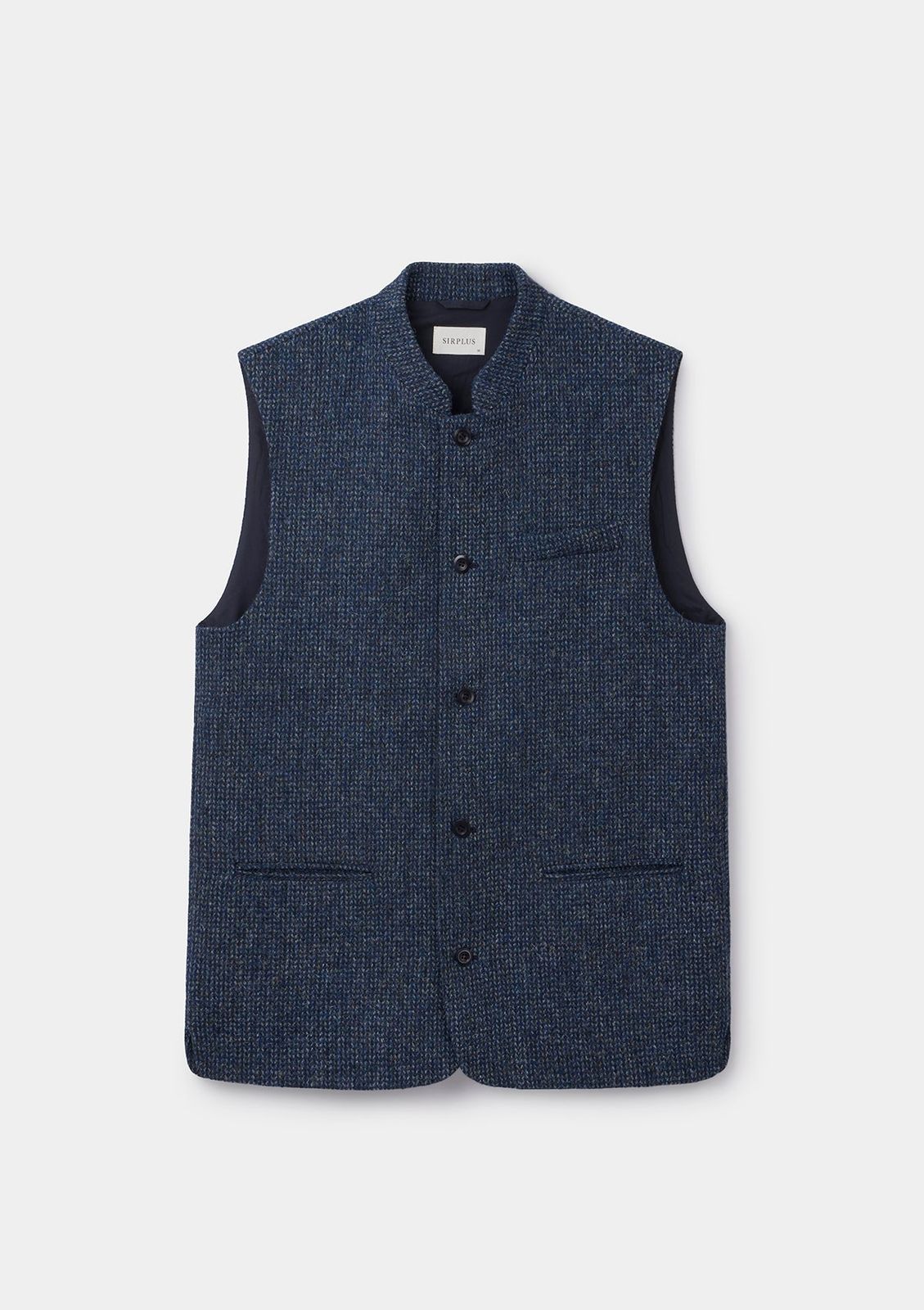 Navy Harris Tweed Nehru Waistcoat