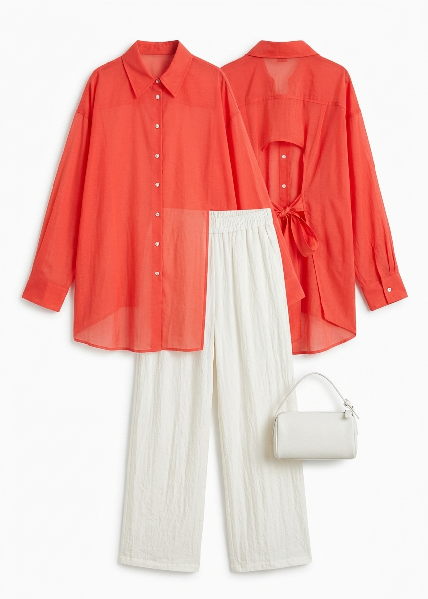 Melia Open-back Shirt - Red