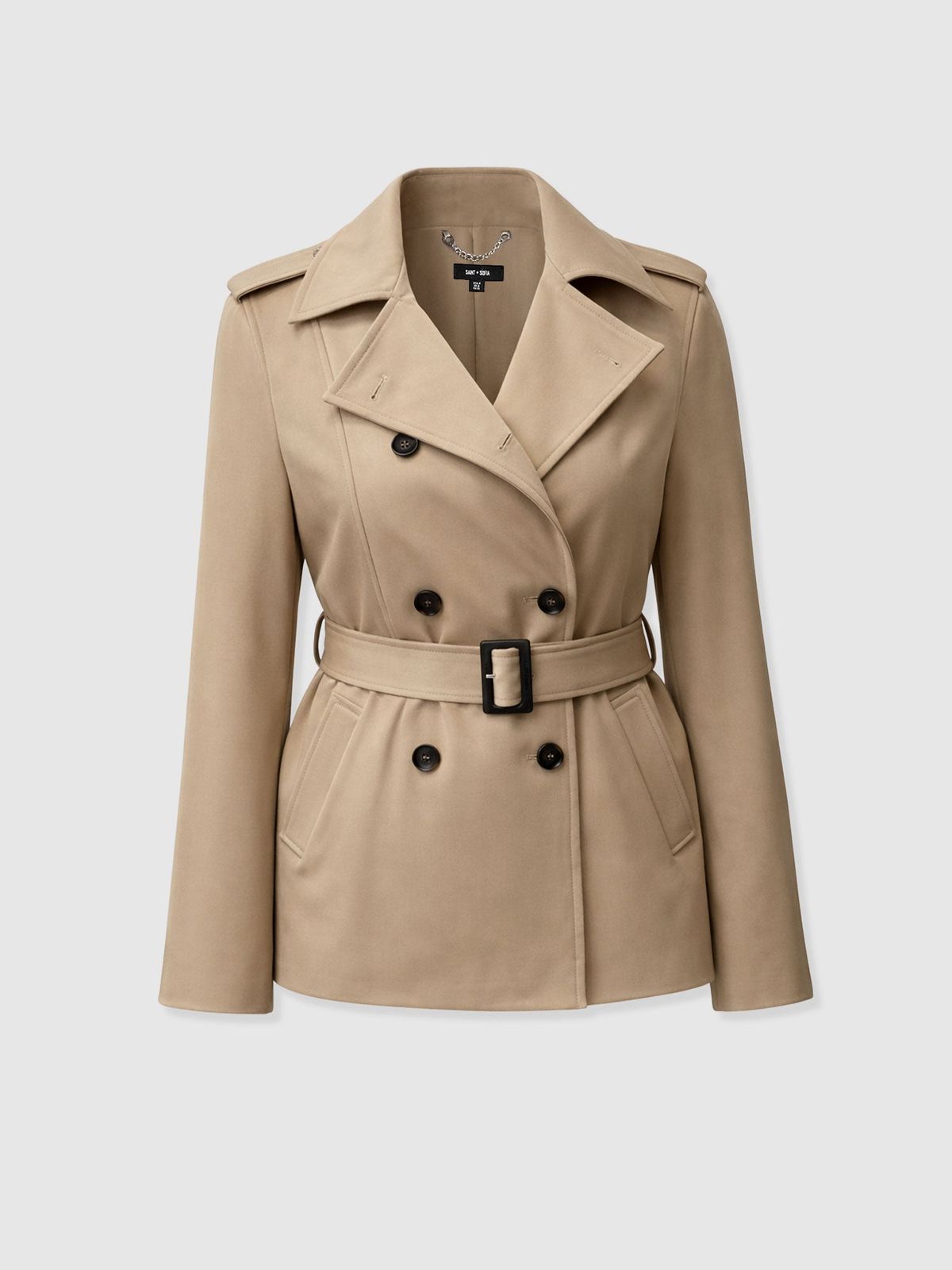 Marion Double Breasted Short Trench - Beige