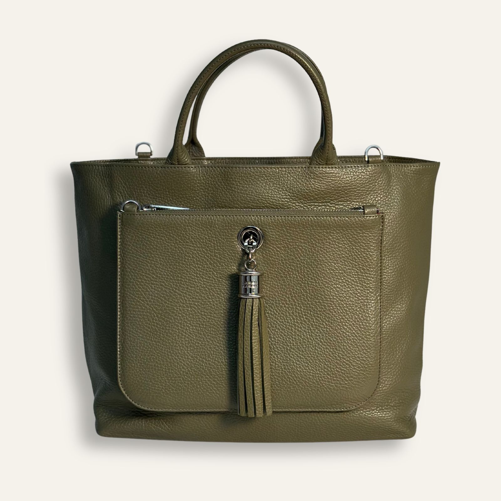 Preloved Dahlia Tote | Olive with Silver hardware
