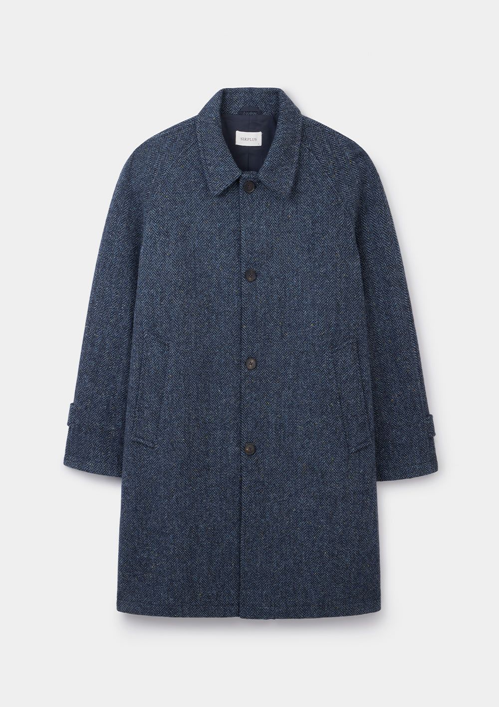 Slate Blue Herringbone Harris Tweed Overcoat