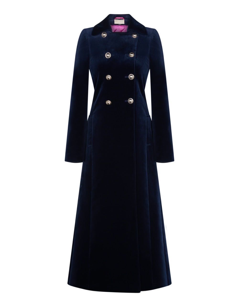 Electra Long Navy Velvet Coat - Limited Edition