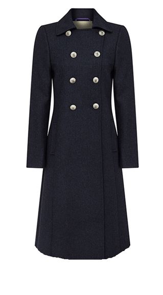 York - Navy Military Style Wool Coat