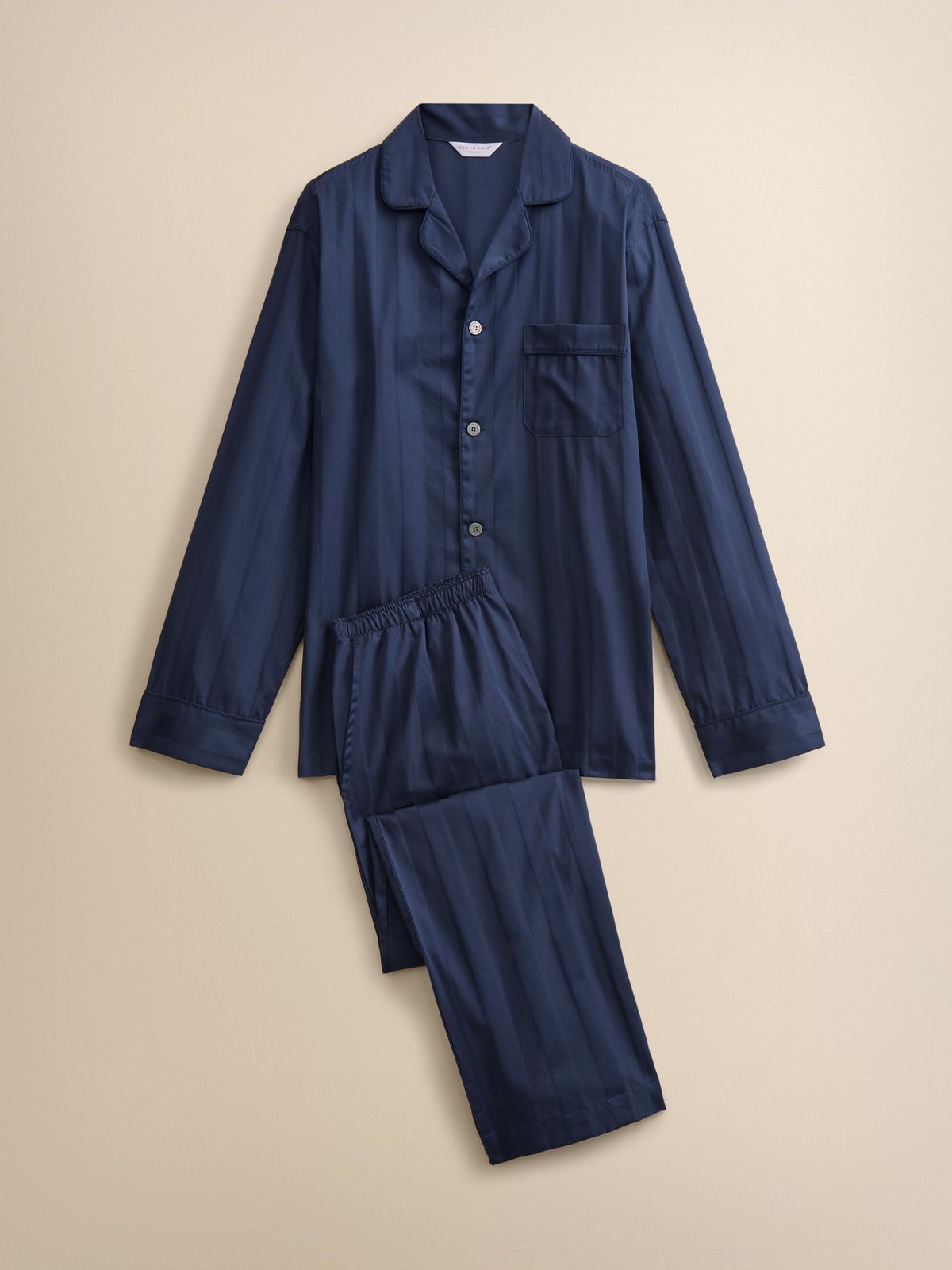 Lingfield Cotton Pyjamas Navy Blue Tonal Stripe