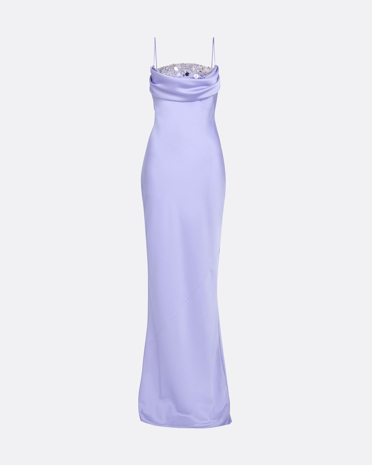 Jules Long Dress In Soft Sky With Crystal Embellishment